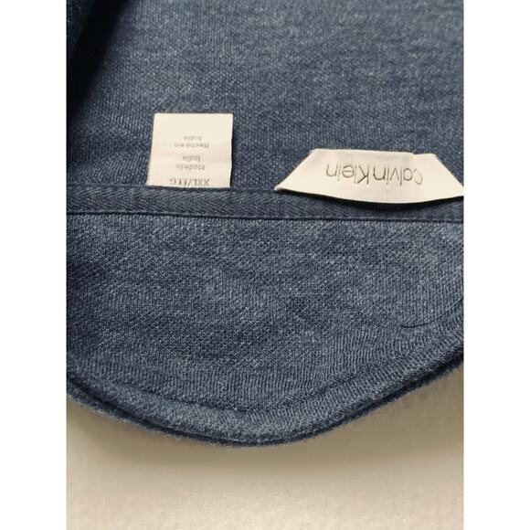 XXL Calvin Klein Mens 1/4 Zip Pull Over Active Blue w/ Stripe Sleeve Sweatshirt - Picture 4 of 9